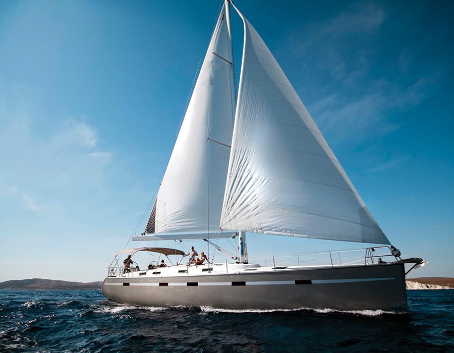 Sailboat equipped with Samson Rope marine rope during a recreational sailing trip